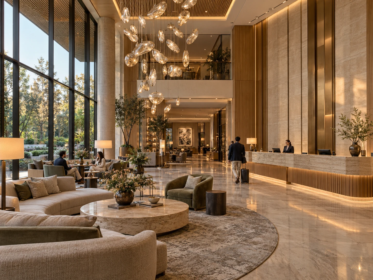 Elegant Five-Star Hotel Lobby & Reception